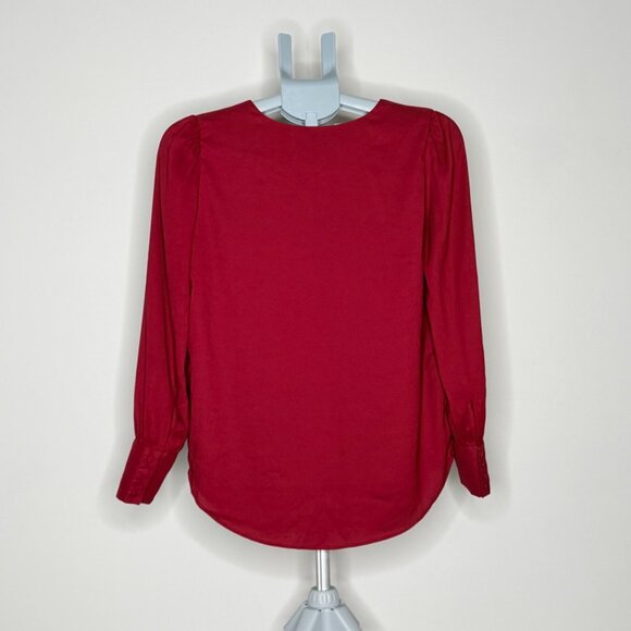 Ann Taylor Deep Red V-Neck Blouse - Picture 3 of 7